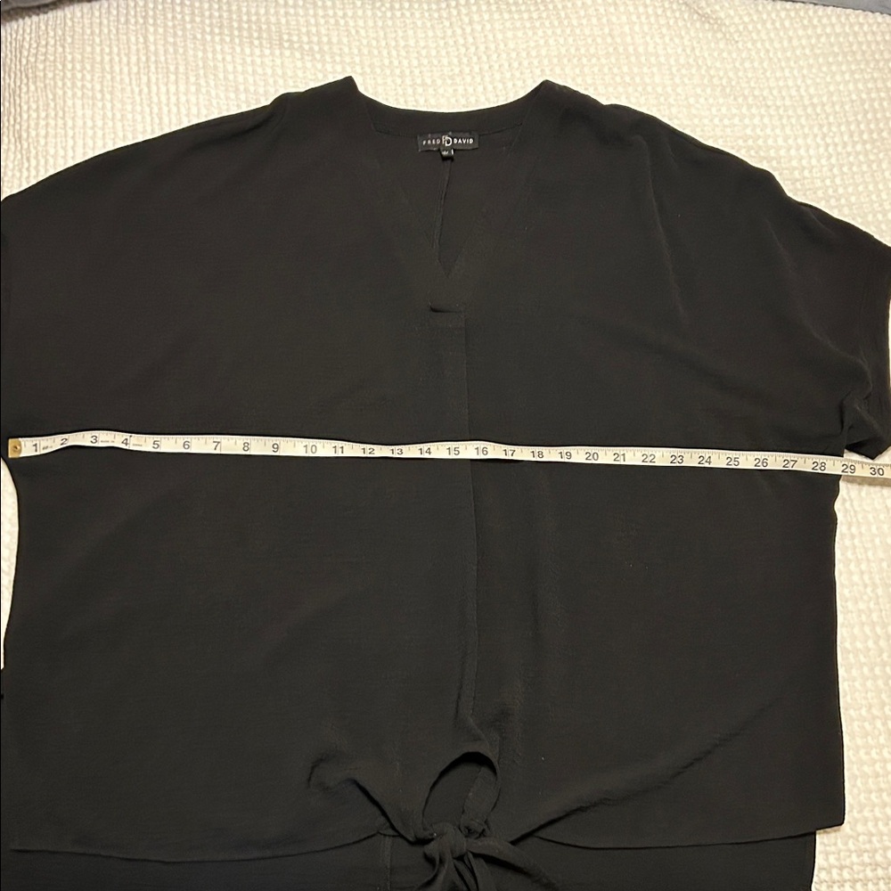 Flowy Black Tie-Front Blouse - Picture 8 of 8
